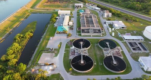 Aerial of Water Treatment Plant and Construction