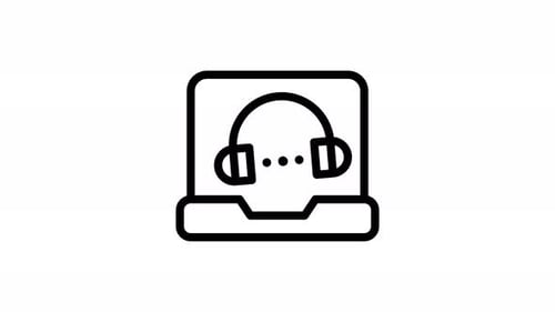 Animated Laptop and Headphones Icon for Technology Concepts