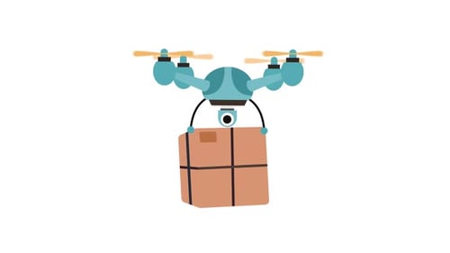 Flat Design Animated Drone Carrying a Package