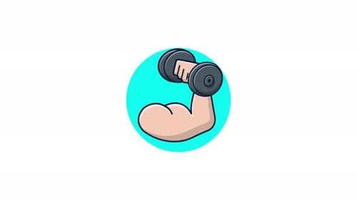 4k Hand Holding Dumbbell. Body Building Concept Animation Video