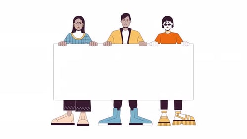 Animated People Holding Blank Protest Sign