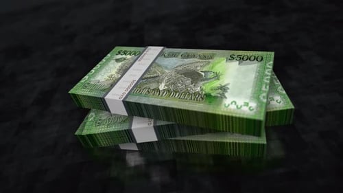 Guyana dollar money banknote pile packs