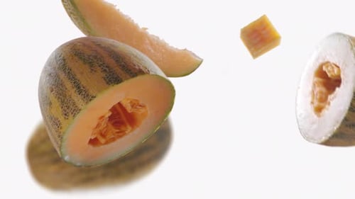 Flying Melon and Melons Slices with Alpha Channel