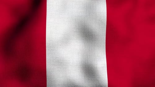 Vertical Peruvian Flag Waving with Realistic Fabric Texture