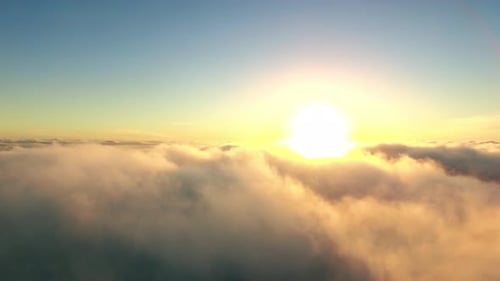 Aerial View of Clouds at Sunrise or Sunset