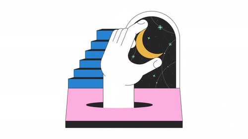 Fantasy surreal night line 2D animation