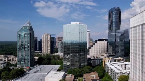 Panoramic View of Buckhead Skyline in Atlanta, Georgia – 4K Urban and Natural Landscape
