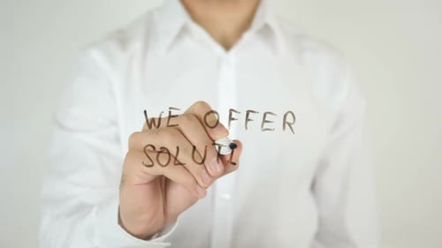 We Offer Solutions, Written on Glass