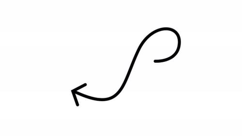 Curved Arrow Hand Drawn Doodle Direction Flow Path Indication