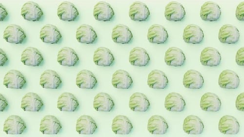 Seamless Animated Pattern of Rotating Green Cabbages