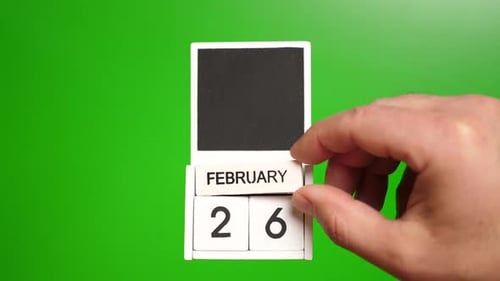 February 26 Calendar on Chroma Key Background