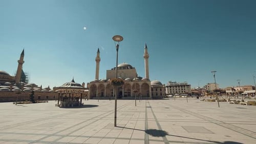 Selimiye mosque, Konya TURKEY.
Famous mosque in the city square. 4K.