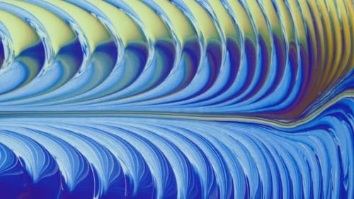 Abstract Blue and Yellow Paint Flowing Down