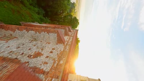 Unusual Aerial View of Benedictine Abbey in Tyniec Poland at Dawn Speed Ramp