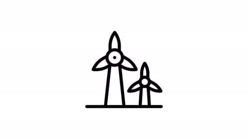 animação de ícone de linha de turbina eólica