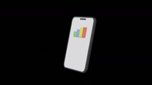 3D Smartphone Displaying Animated Business Infographics
