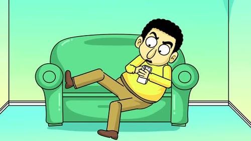 Cartoon Man Using Smartphone on Couch Animation