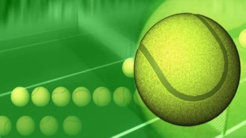 Animated Tennis Balls on Green Court Background Loop