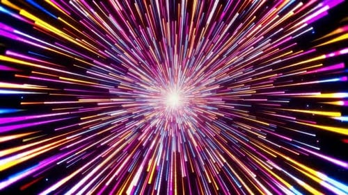 Trajectoires de mouvement Hyperdrive colorées zoomant vers l'avant Vj