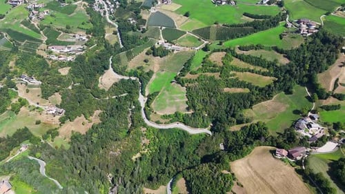Aerial View of Rolling Green Rural Landscape