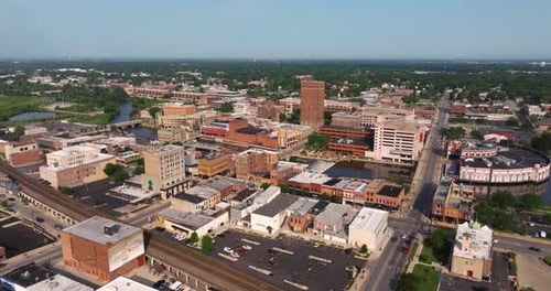 Cinematic Drone Shot Above Aurora, Illinois in Summer