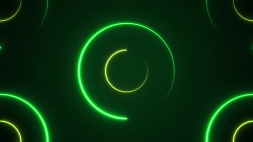 abstract green neon background with circles