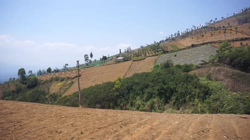 natural views of dry mountains, panoramic views of the hills, with clear skies during the day
