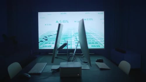 A Modern Workspace with HighTech Data Visualization and Tools for Collaboration and Productivity