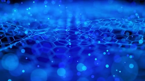 Artificial intelligence. Neural network concept. Looping abstract blue wireframe animated background