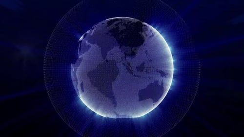 Futuristic Digital Earth Globe with Glowing Particle Network