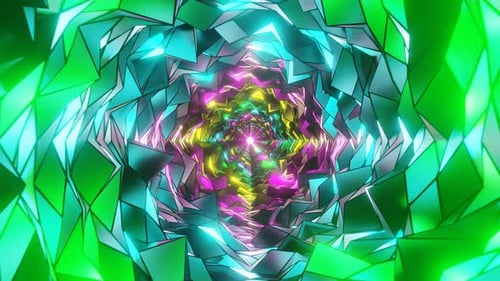 Multicolor сomics Style Color Rocky Tunnel Background Loop Animation In 4K