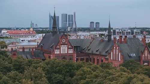 Beautiful Aerial View of Riga City the Capital of Latvia