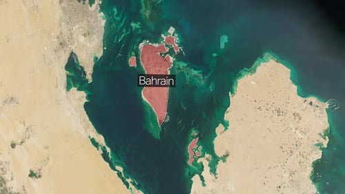 Animated World Map Zoom to Bahrain Country Highlight