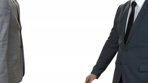 Businessmen shaking hands on a white background