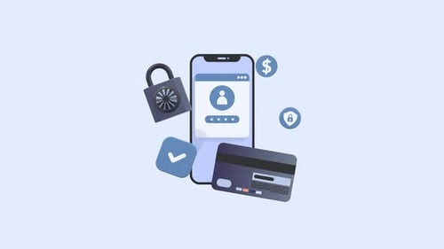 3D Digital Security and Online Payment Icons Animation