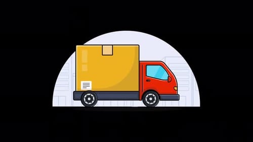 Flat Design Delivery Truck Transport Animation