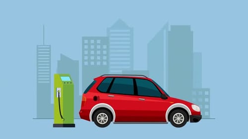 Electric Vehicle Charging Ev Charging Station Motiongraphics Animation