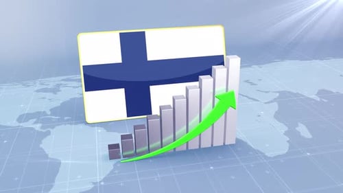 Finland Flag on Bar Chart with Increasing Values Economic Growth Concept