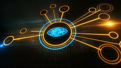 Cyber eye spying security symbol 3d digital concept