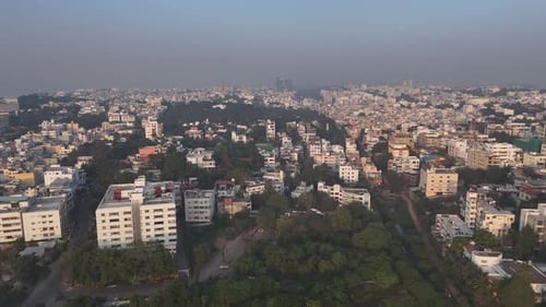 Elevated shot showcasing Hyderabad’s modern architecture and business infrastructure.