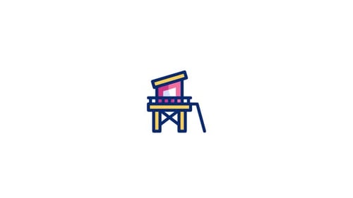 Animated Flat Design Lifeguard Tower Icon