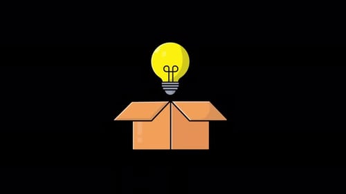 Flat Design Lightbulb Idea Emerging from Box Animation