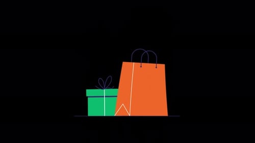 Animated Flat Design Gift and Shopping Bag Icon