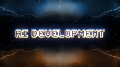 Ai Development Neon Text With Retro Style Background