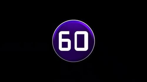 Animated 3D Rotating Number Sixty Countdown Element