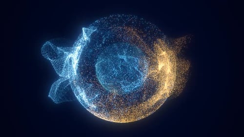 Abstract Glowing Particle Sphere Formation Animation