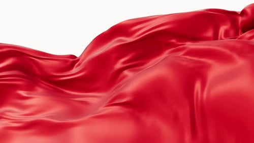 Smooth Red Silk Fabric Wave Reveal Animation
