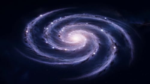 Slowly Rotating Spiral Galaxy Filling Entire Frame Stock