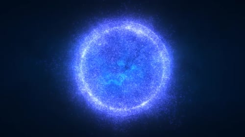 Bright blue sphere with a cosmic texture background
