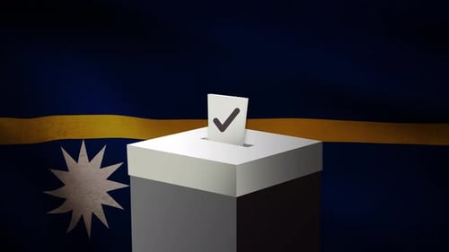 Casting vote into the ballot box during Nauru election